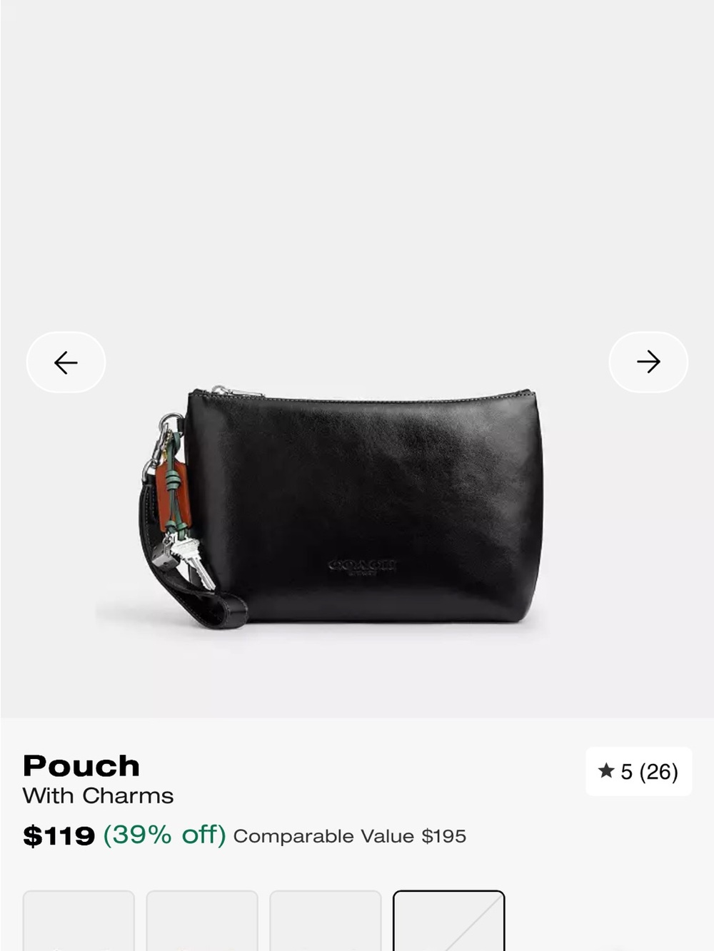 Coach Black Leather Pouch with Charms